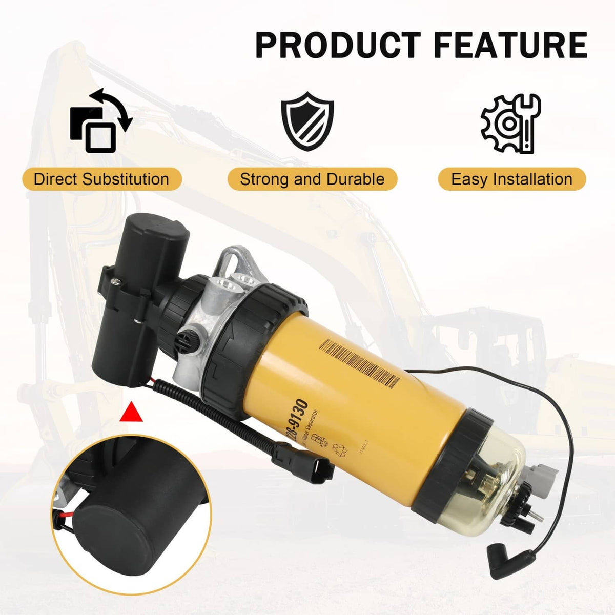 Solidspare 228-9129 Fuel Pump & Fuel Filter Assy for CAT 3054 3046 Loader 414E 416E 420E