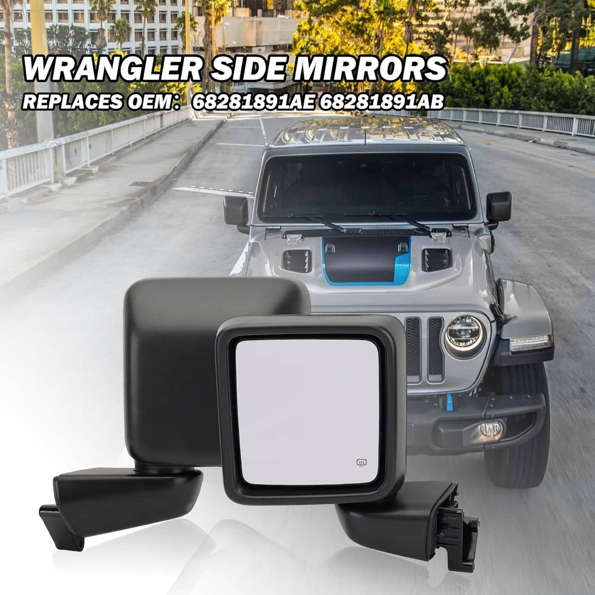 Solidspare Left Driver Side Power Heated Mirror Rear For 2018-2024 Jeep Wrangler Gladiator