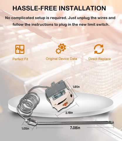 Solid Spare PP10084 High Limit Switch for Pitco Fryer and Gas Fryer Safety Thermostat 450°F