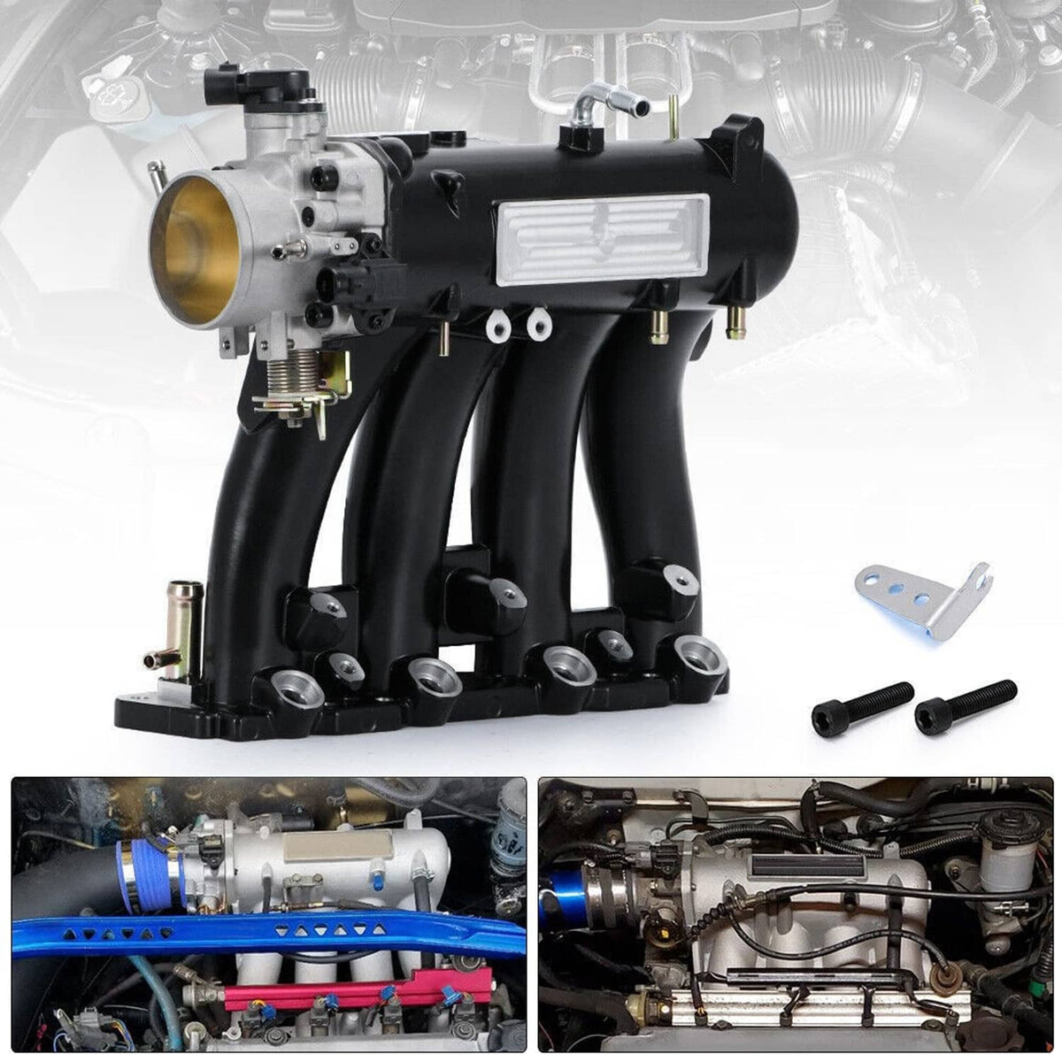Solidspare D-Series Intake Manifold +70mm Throttle Body For Honda Civic CRX DEL SOL D15 D16
