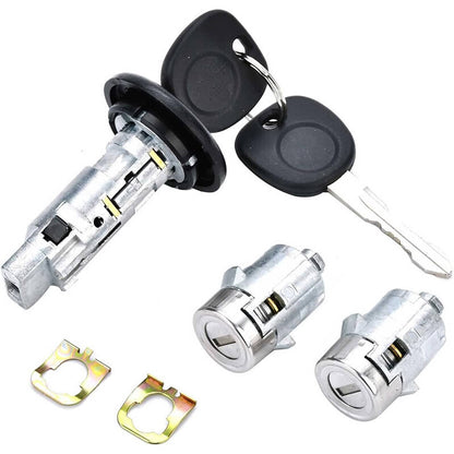 Solidspare For 2003-2007 Chevrolet Ignition Key Switch Cylinder Kit & 2 Keys and Door Locks