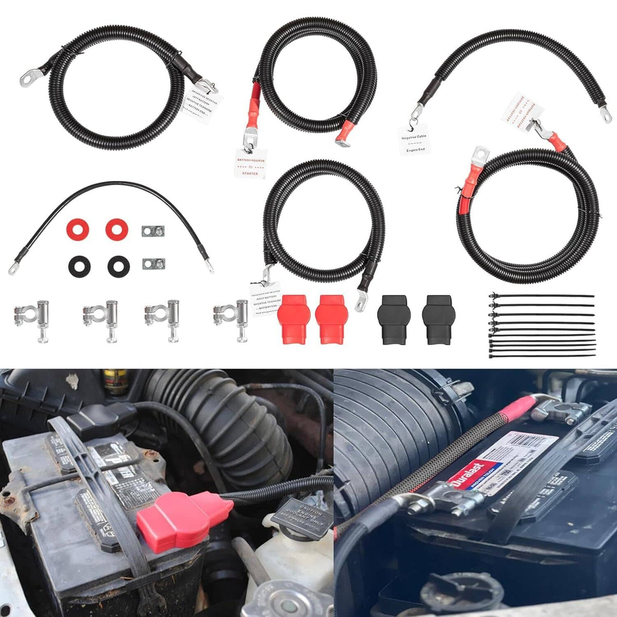 Solid Spare Battery Cables Kit For 2003-2007 Ford Superduty F250 F350 F450 6.0L Powerstroke