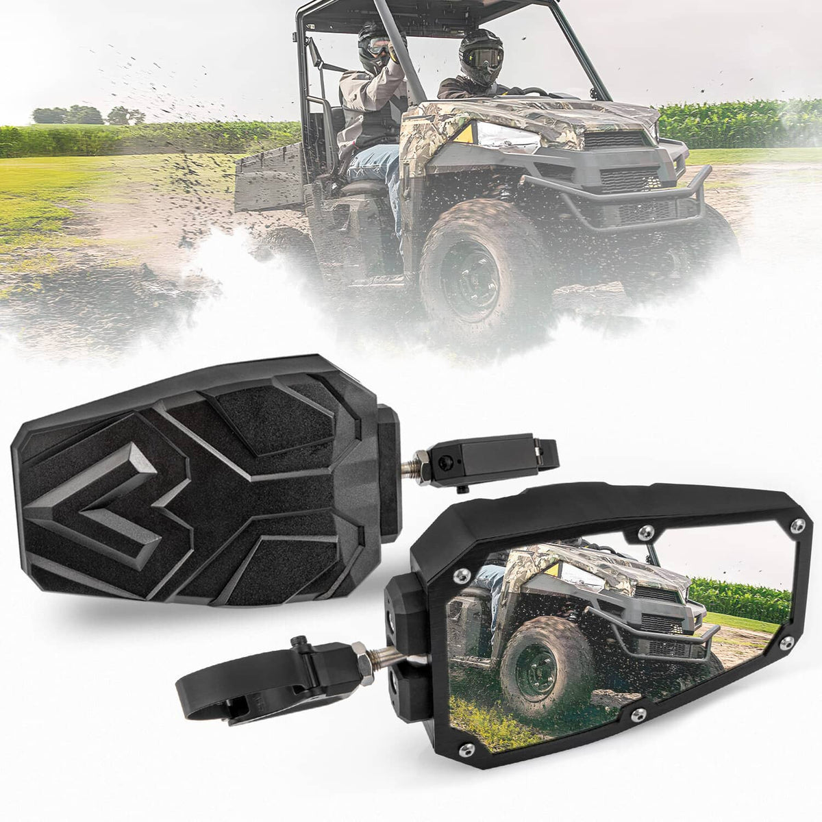 Solidspare 1.5''-2" UTV Side Mirrors Foldable Adjustable for Polaris RZR S 800 900 XP 1000