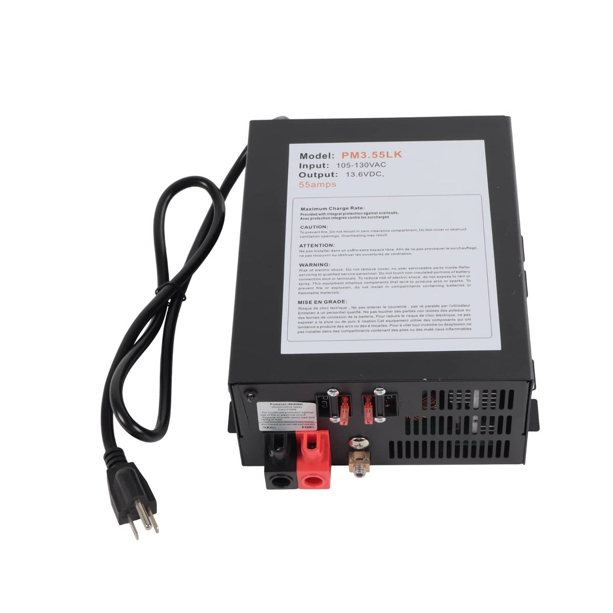 Solidspare PM3-55LK RV Power Converter 110V to 12V DC Charger with 55 Amp for Reliable RV