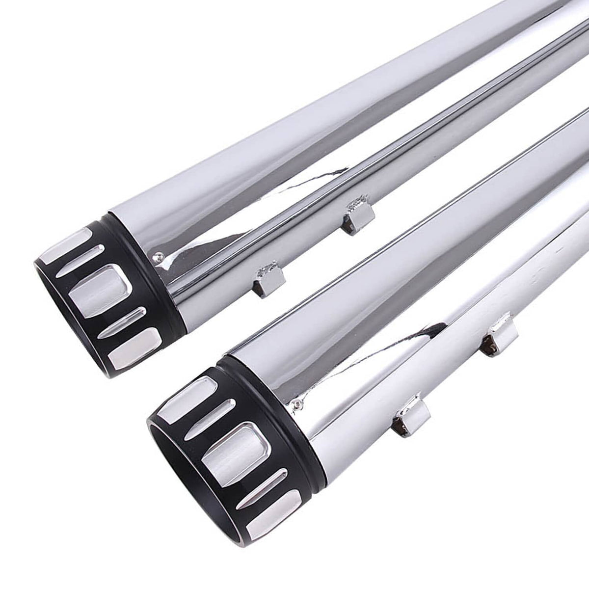Solidspare 4" CHROME MEGAPHONE SLIP-ON MUFFLERS EXHAUST PIPES FOR HARLEY TOURING BAGGERS