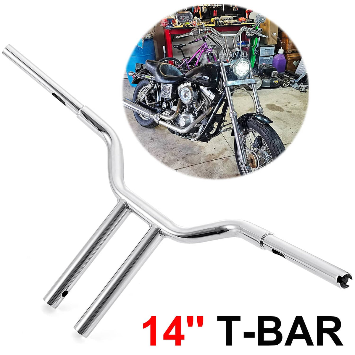Solidspare Chrome 14" MX-T Bars Handlebar For Harley Sportster XL Iron 883 1200 48 FLST US