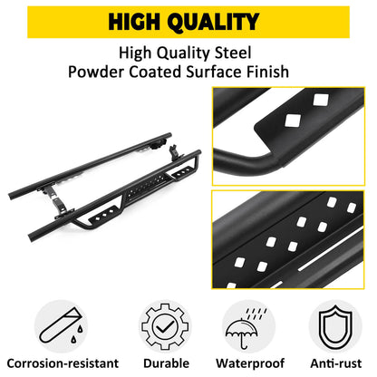Solid Spare Fits 2021-2024 Ford Bronco 4 Door Side Steps Running Boards Nerf Bars Textured