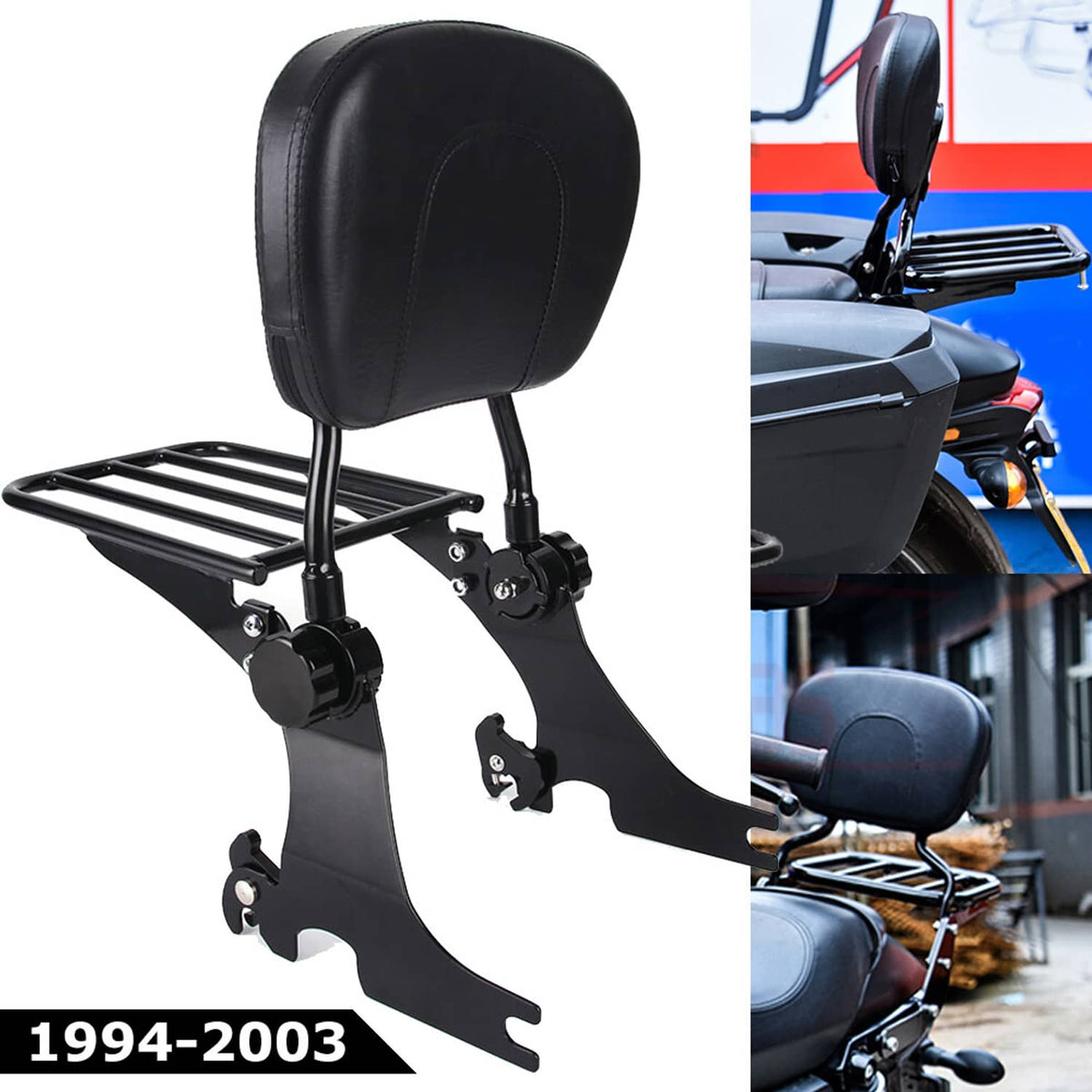 Solidspare Detachable Sissy Bar Backrest Luggage Rack For 1994-2003 Sportster XL1200 883