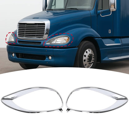 Solid Spare Left & Right Chrome Headlight Bezel Trim For Freightliner Columbia 2001-2017