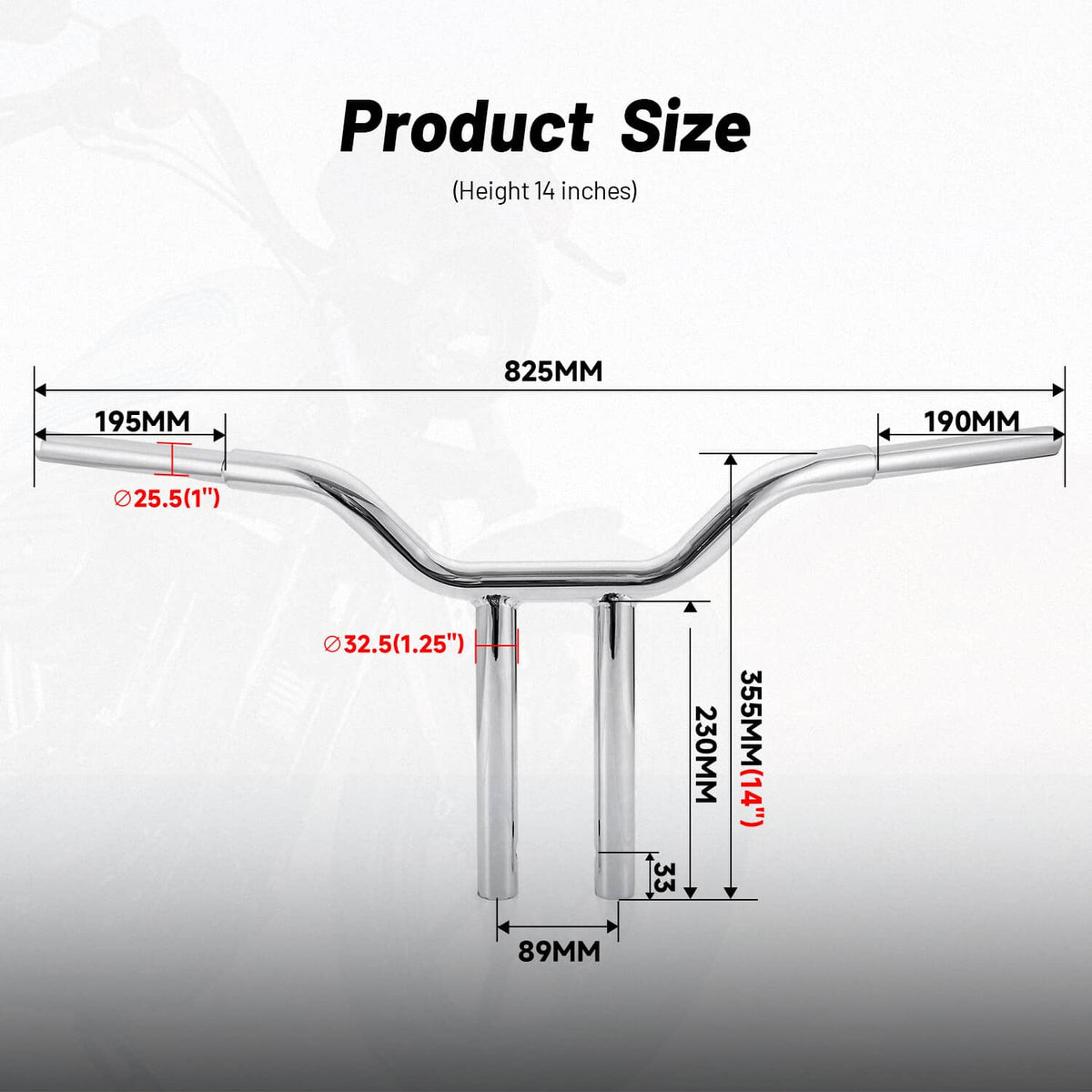 Solidspare Fit For Harley Softail Sportster Dyna Road King 14" Evil | MX-T Bars Handlebar