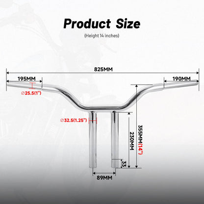 Solidspare Fit For Harley Softail Sportster Dyna Road King 14" Evil | MX-T Bars Handlebar