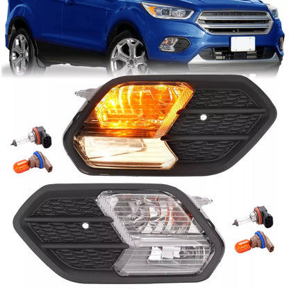 Solid Spare For 2017-2019 Ford Escape Kuga Pair Driving Fog Lights Turn Signal Lamps w/Cover