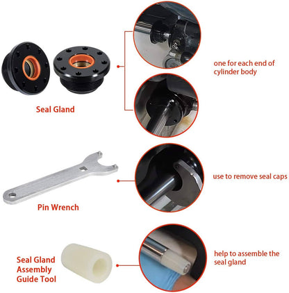 Solid Spare Front Mount Hydraulic Steering Cylinder Seal Kit w/Pin Wrench for Seastar