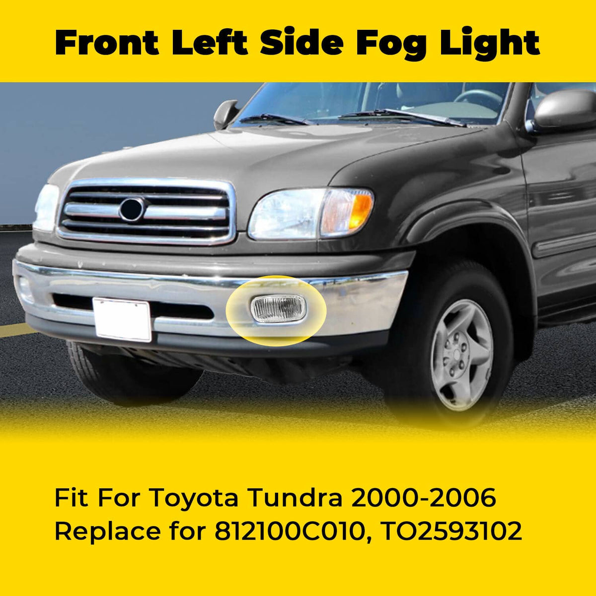 Solid Spare Front Left Drving Fog Lamp Clear With Bulb Set For Toyota Tundra 2000-2006