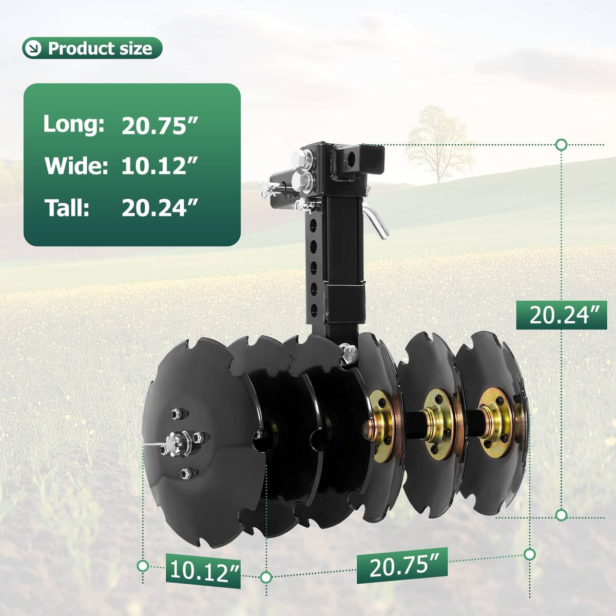 Solidspare 20" Notched Disc Harrow Plow Attachment for ATV UTV W/ 6 X Concave 2" Receiver
