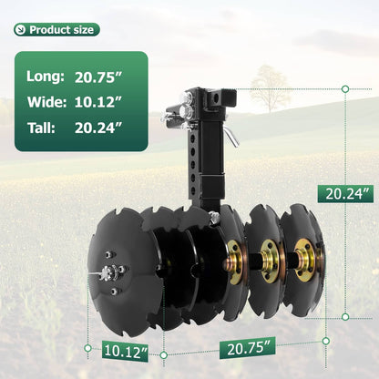 Solidspare 20" Notched Disc Harrow Plow Attachment for ATV UTV W/ 6 X Concave 2" Receiver
