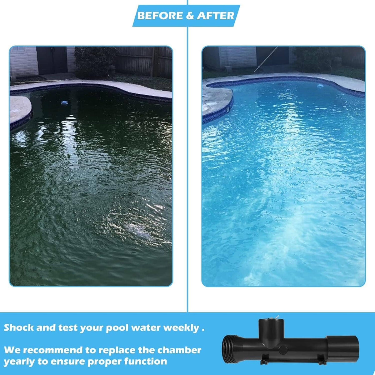 Solid Spare 4CH4002R Power Ionizer Replacement Chamber for Swimming Pool Treatment System