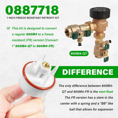 Solidspare Replace for Watts 0887718 1-Inch Retro Kit Convert 1" 800M4-QT to 800M4-FR