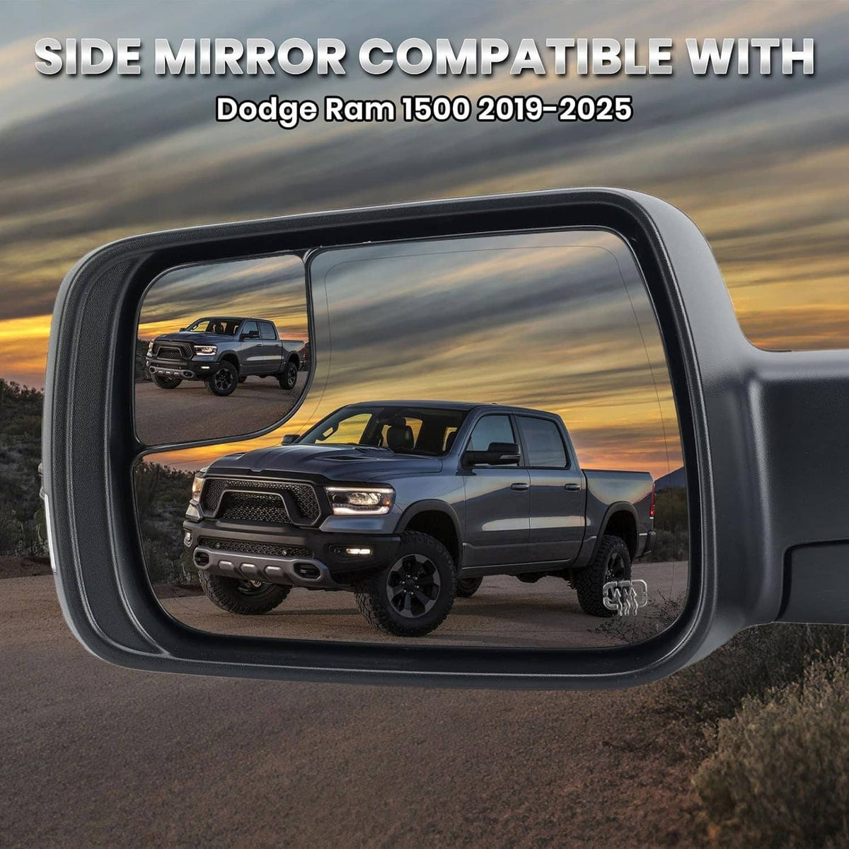 Solidspare Left Driver Side Mirror Heated Power Folding For 2019-2024 Ram 1500 68462769AB