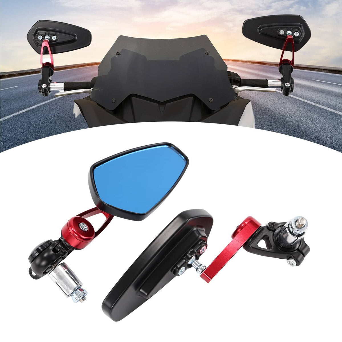 Solidspare Universal 7/8" Handle Bar End Side Mirrors for Motorcycle Honda Yamaha Kawasaki