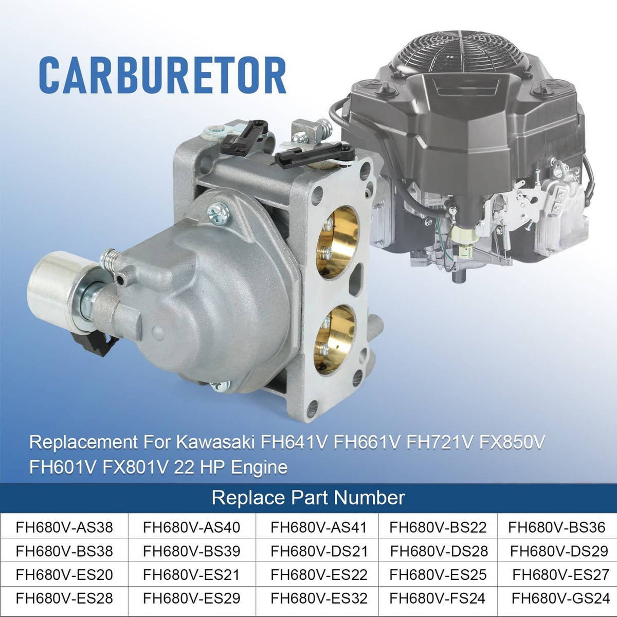 Solidspare Carburetor for Kawasaki FH641V FH661V FH721V FX850V FH601V FX801V with 49065-072