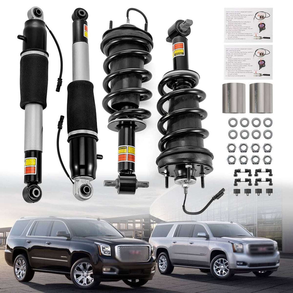 Solidspare Front + Rear Shock Absorber Strut For 15-20 Escalade Suburban Tahoe Yukon 4Pcs