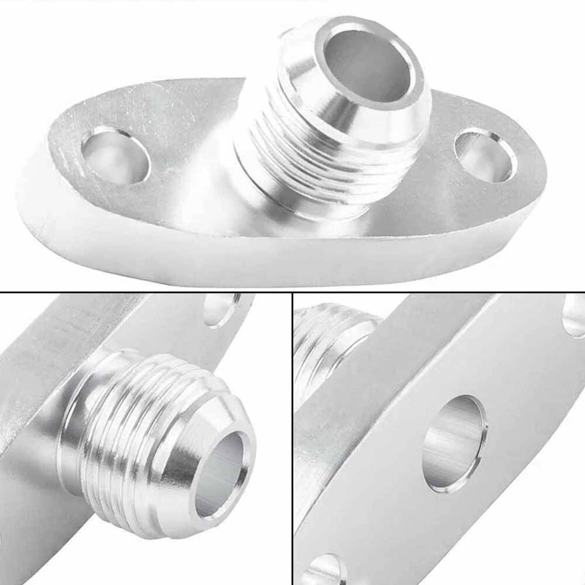 Solidspare Turbo Oil Drain Outlet Flange Gasket Adapter Kit Set 10AN 10 AN Fitting T3 T4