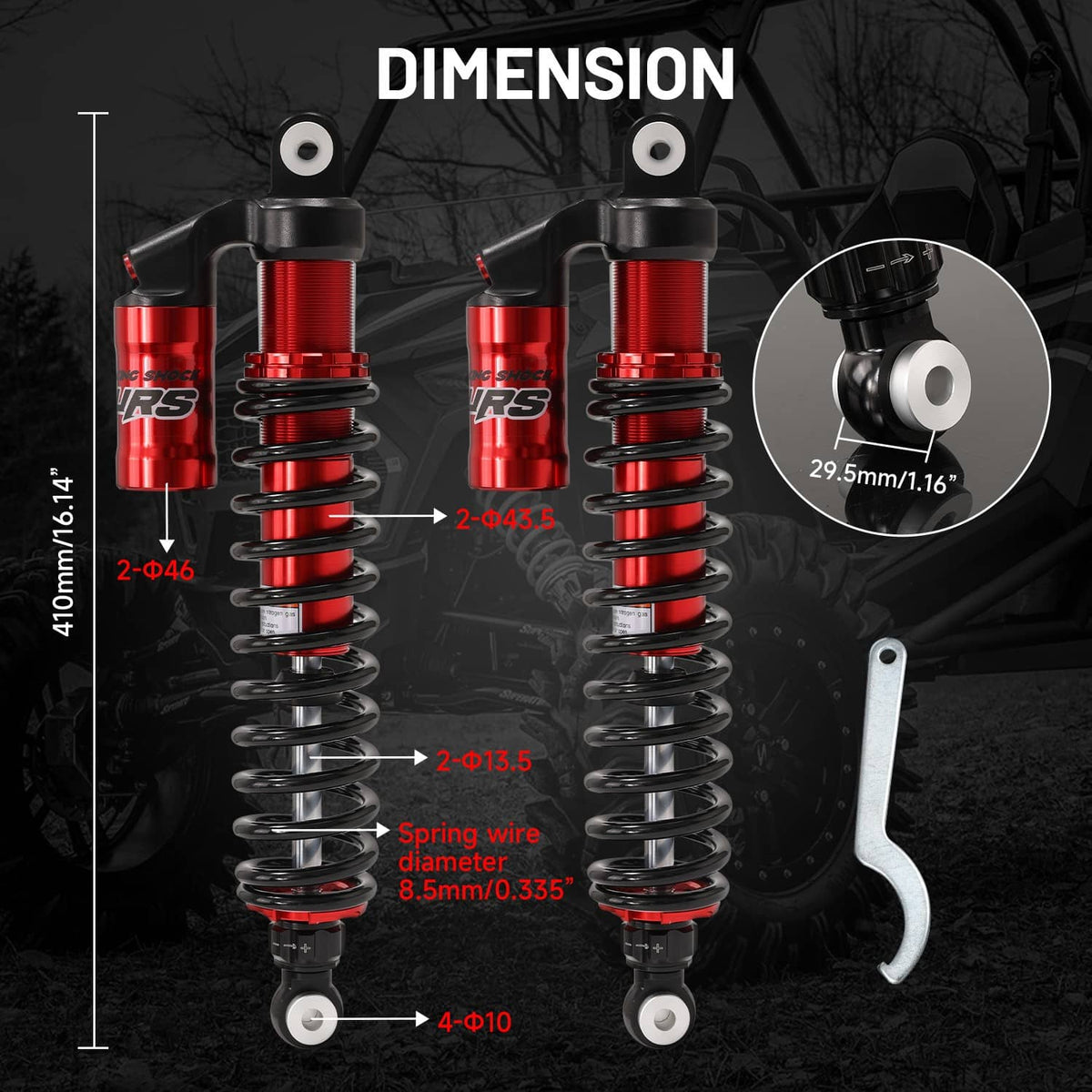 Solidspare For Polaris Sportsman Rear Shock Set 400 450 500 570 700 800 ETX Rear Shock Set