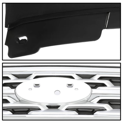 Solid Spare For Ford Explorer 2018 2019 Front Bumper Grill Upper Grille ABS Painted Chrome