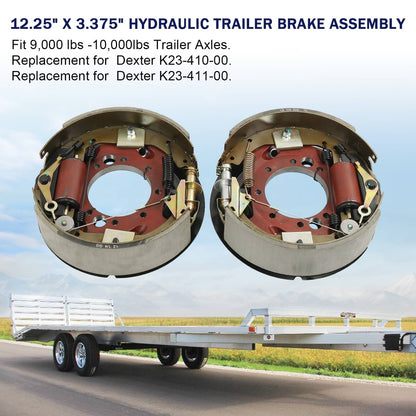 Solidspare Pair 12.25" x 3-3/8" Hydraulic Brake For Dexter 10K Trailer Axle 23-411 23-410