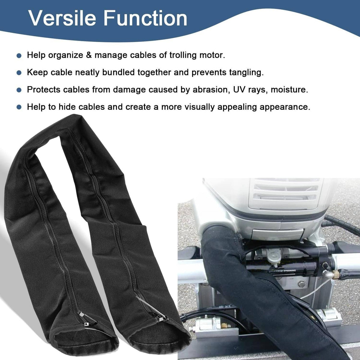 Solid Spare Marine Cable-Hose Rigging Protector Cover 48" Zippered Sleeve ZRS-1-DP Outboard