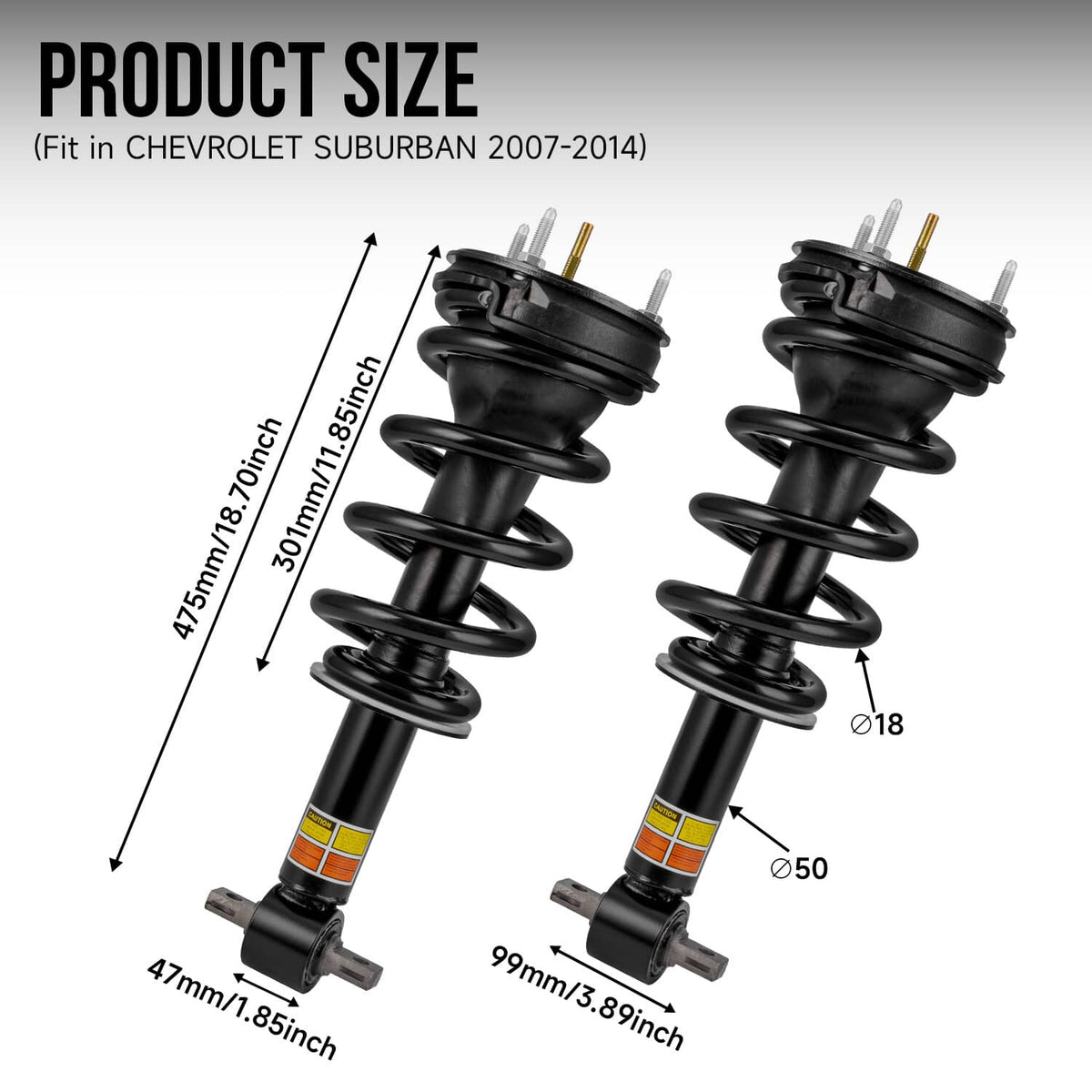 Solidspare 2Pcs Front Shock Struts Assembly For 2007-2014 Cadillac Escalade 15886465