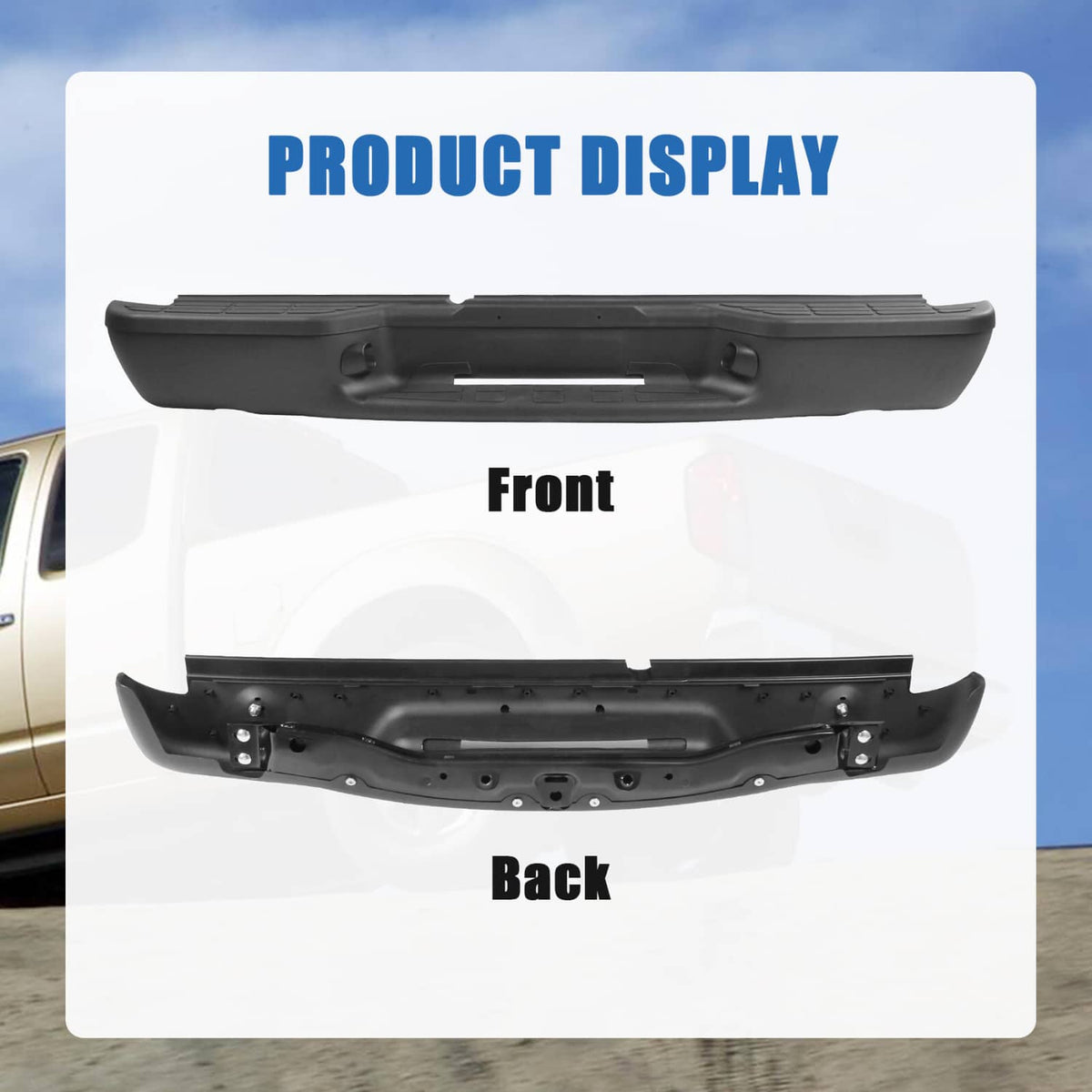 Solidspare Black Rear Step Bumper Assembly For 1998-2004 Chevrolet S10 GMC Sonoma
