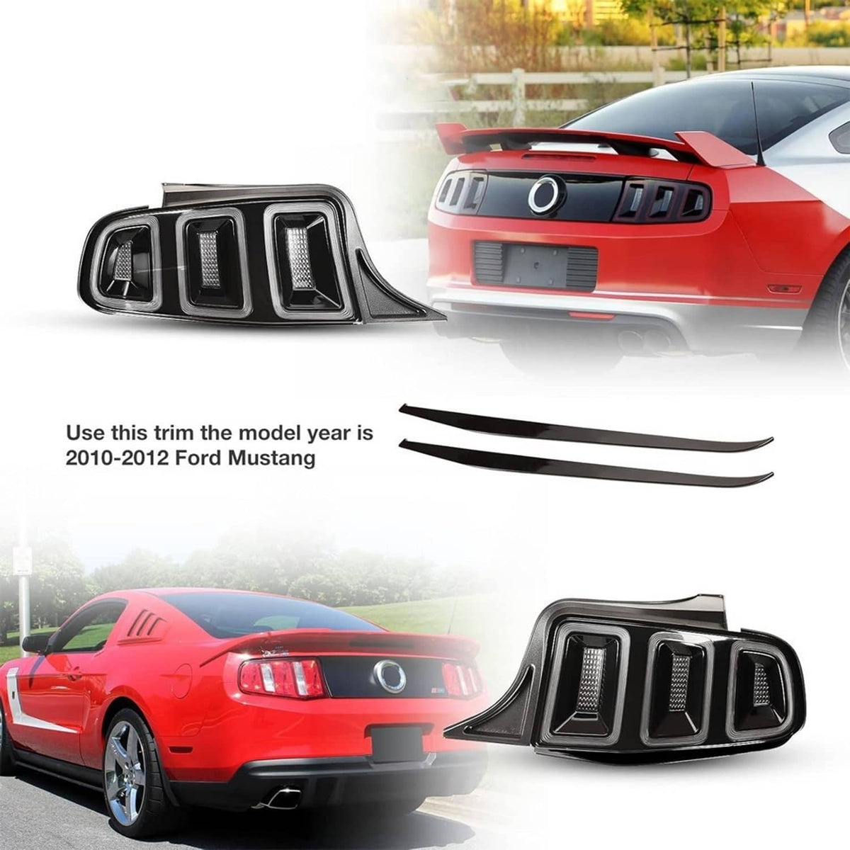 Solidspare Tail Lights Black Brake Lamps For 2010-2014 Ford Mustang Full LED w/ Sequential