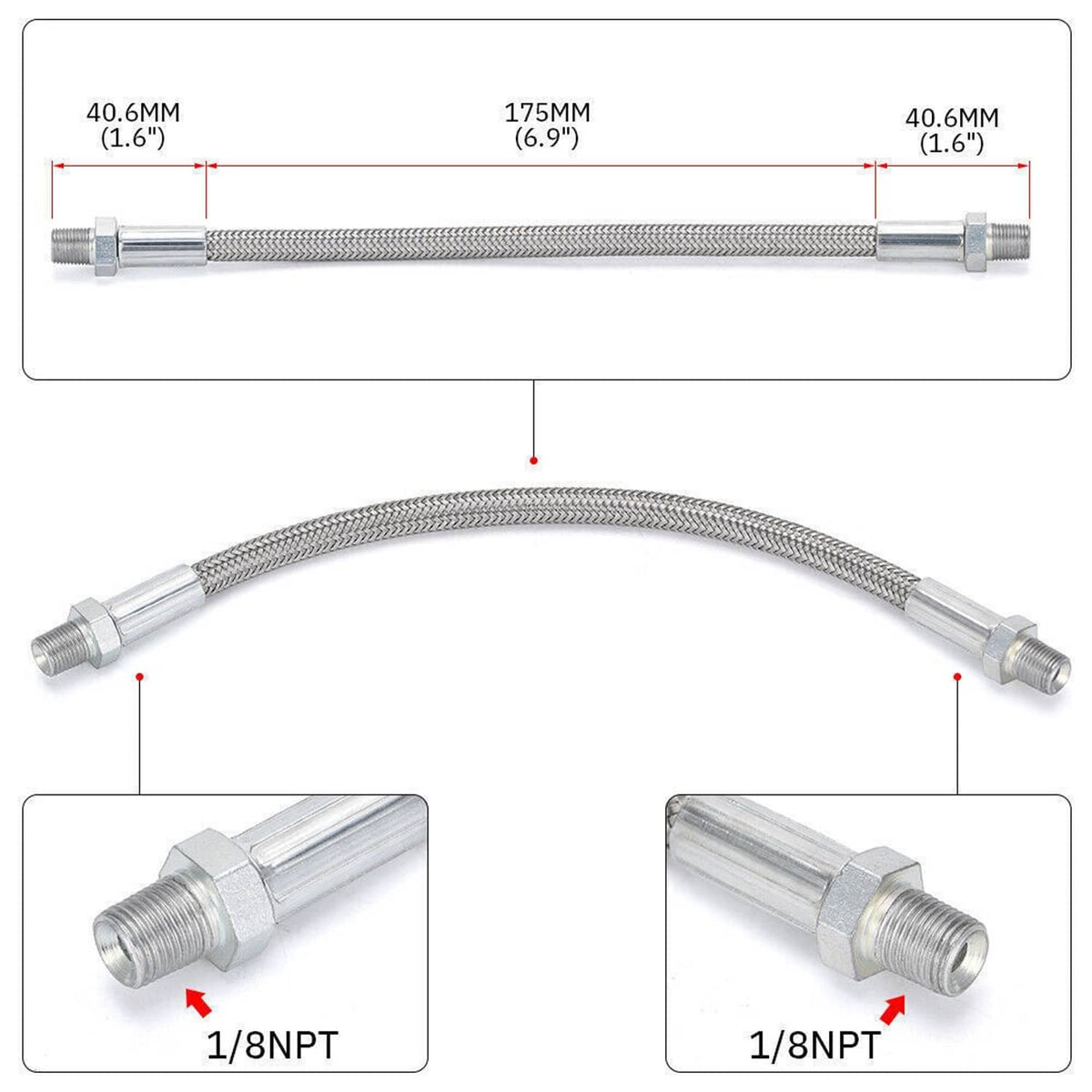 Solidspare For GM LS LS1 Throttle Body Bypass Coolant Steam Port Crossover Hose Braided Kit