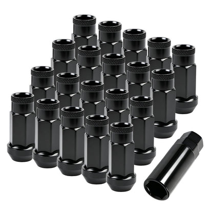 Solidspare 20Pcs M12x1.5mm Extended Steel Open Ended wheel Lug Nuts For Toyota Honda Black