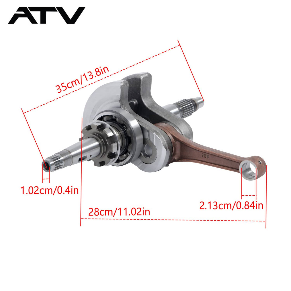 Solidspare US NEW Crankshaft Assy Crank Shaft 1:7 For HiSun 750 For HS HiSun 750 Cub Cadet