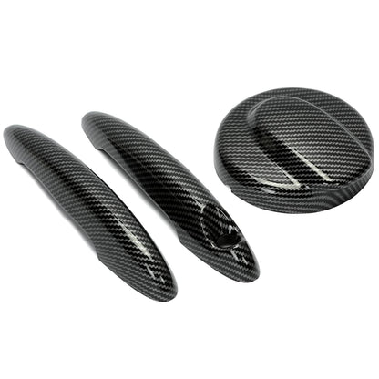 Solid Spare For MINI R50 R55 R56 Cooper S 06-14 Carbon Style Door Handle Covers+Gas Tank Cap