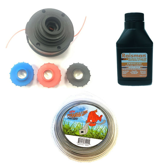 Solid Spare TRIMMER HEAD RYOBI HOMELITE SERVICE KIT + SYNTHETIC OIL AND .080" NYLON 50 FEET