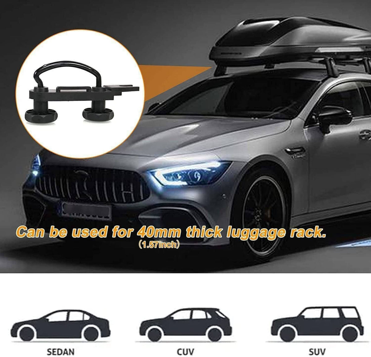 Solidspare 4Pcs Roof Box U-Bolt Clamps Cargo Carrier Roof Rack Bracket Van Mounting Black