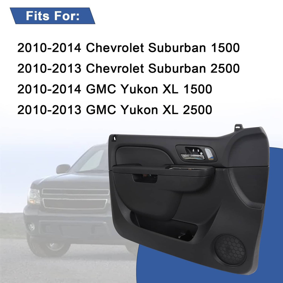 Solidspare Interior Front Door Trim Panel Driver Side 84127285 For GM Ebony 2010-2014 Black
