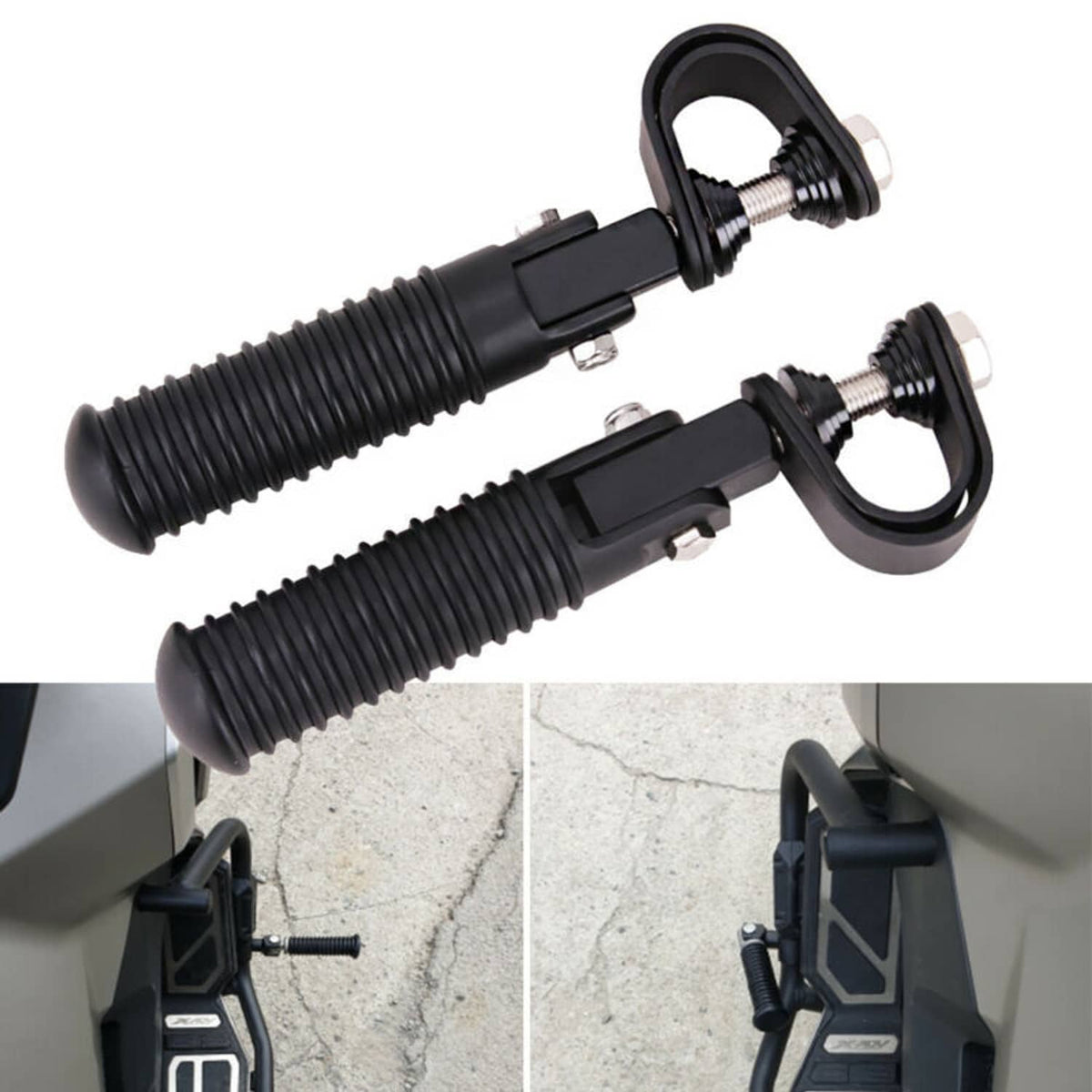 Solidspare Motorcycle U-Clamp Foot Pegs Rests 1"~1-1/4" Highway Engine Crash Bar For Honda