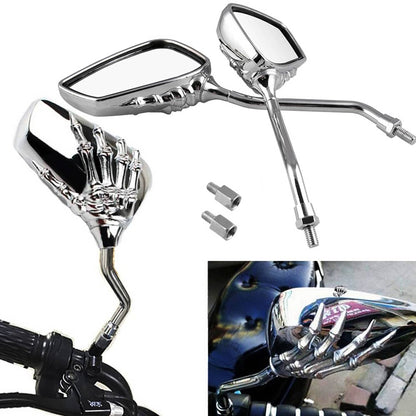 Solidspare Chrome Motorcycle Skull Skeleton Hand Rearview Mirrors For Honda Shadow 750 Aero