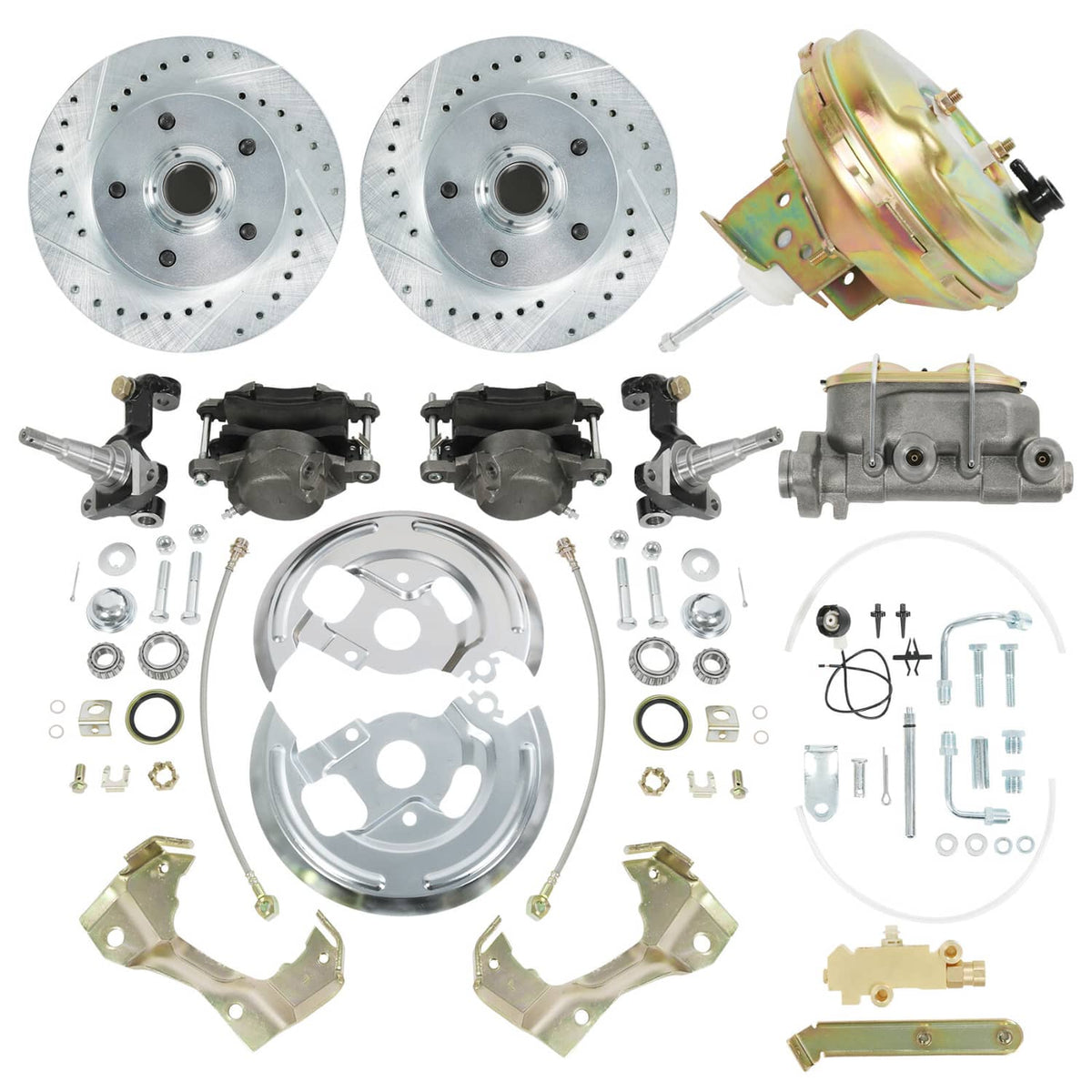 Solidspare Body Disc Brake Conversion Kit 9" Booster Drilled Rotors For 1964-72 GM A, F, X