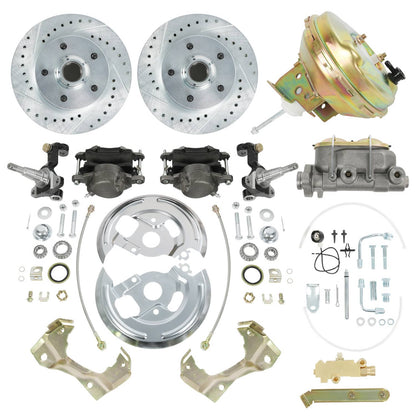 Solidspare Body Disc Brake Conversion Kit 9" Booster Drilled Rotors For 1964-72 GM A, F, X