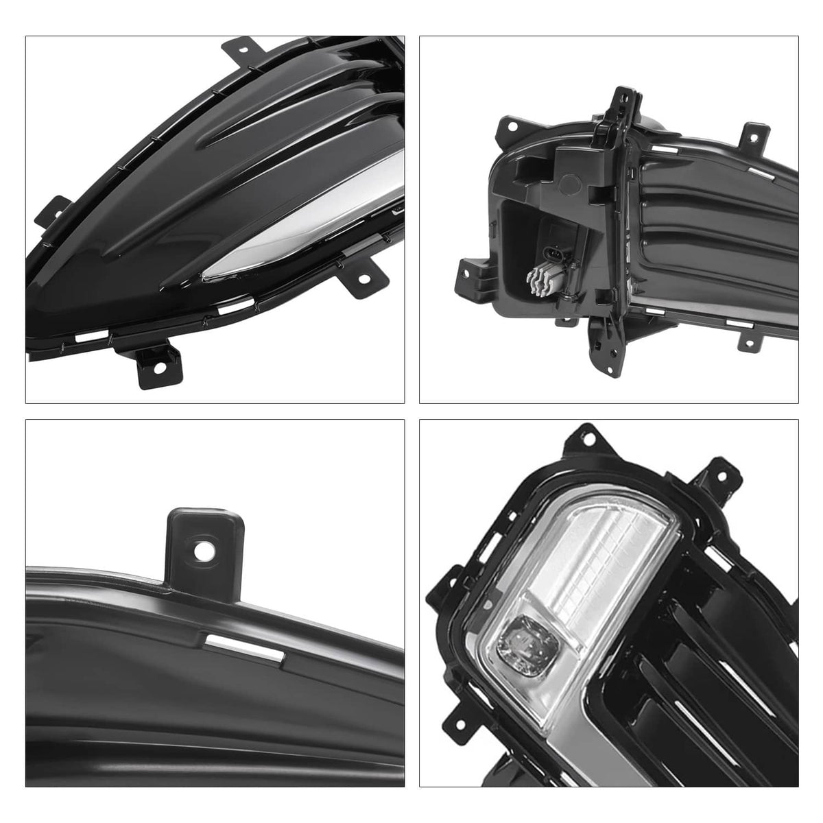Solid Spare 2PCS For Ford Edge 2019-2024 LED Front Bumper Fog Lights Lamp w/ Cover Bezel Kit