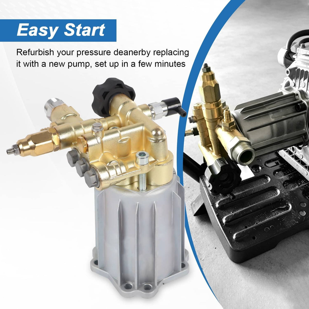 Solidspare RMV2.5G30 PRESSURE WASHER PUMP AXIAL, 2.5GPM 3000 PSI, 3400 RPM, 3/4" SHAFT