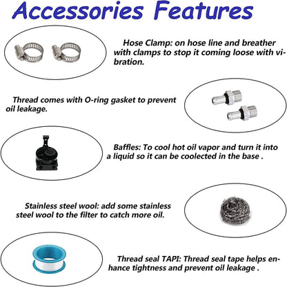 Solidspare Silver Oil Catch Can Kit Reservoir Baffled Tank with Dipstick Universal Aluminum