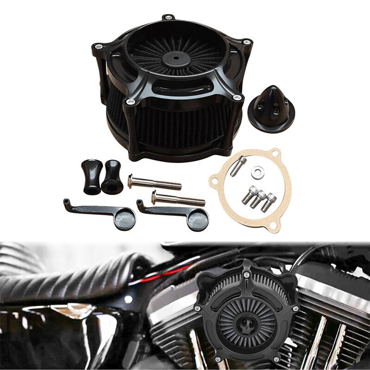 Solidspare Black Air Cleaner Intake Filter For Harley Touring Road King Street Glide 08-16