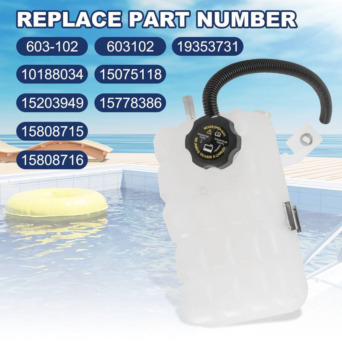 Solidspare Coolant Recovery Tank Overflow Reservoir w/Cap For GMC Chevy Cadillac H2 15PSI